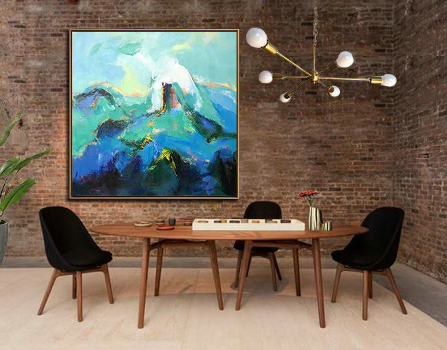 Large Abstract Art Handmade Oil Painting,Oversized Palette Knife Painting Contemporary Art On Canvas,Canvas Wall Paintings,Blue.Green,White.etc